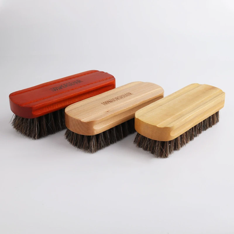 Horsehair Wood Brush Car Seat Details Polishing Brush High-End Scrub Dirt Removal Shoe Brush Clothing Brush Cleaning Brush