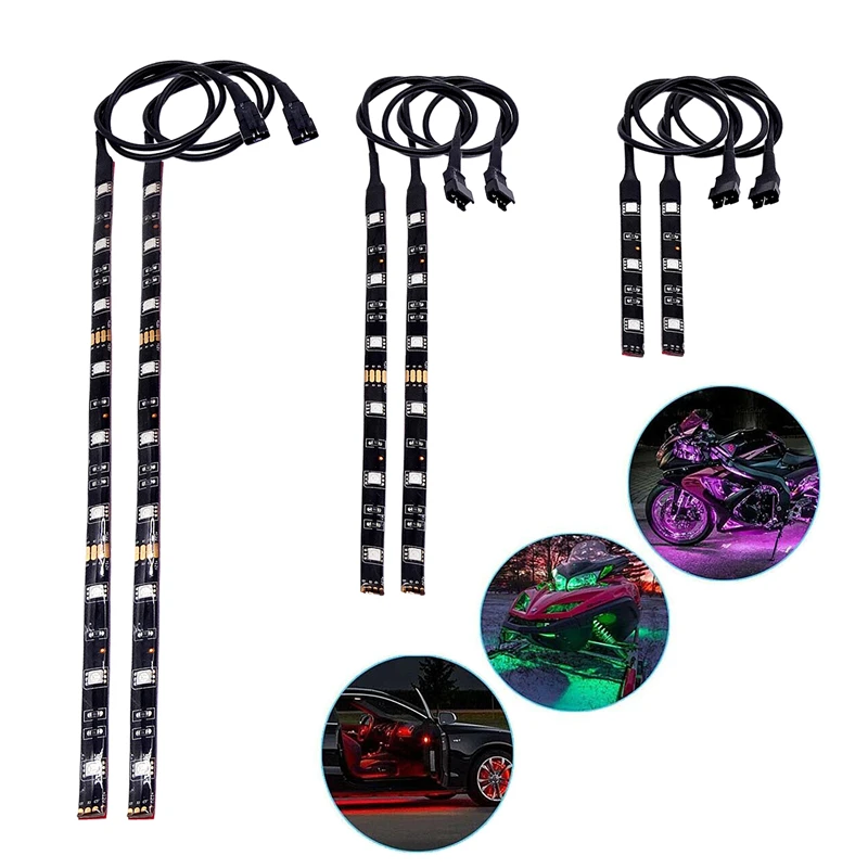 6pcs Motorcycle 18-color LED Neon Strip Light Moto Wireless RGB Remote Control Under Glow Lamp Kit Car Decorative Light Strip