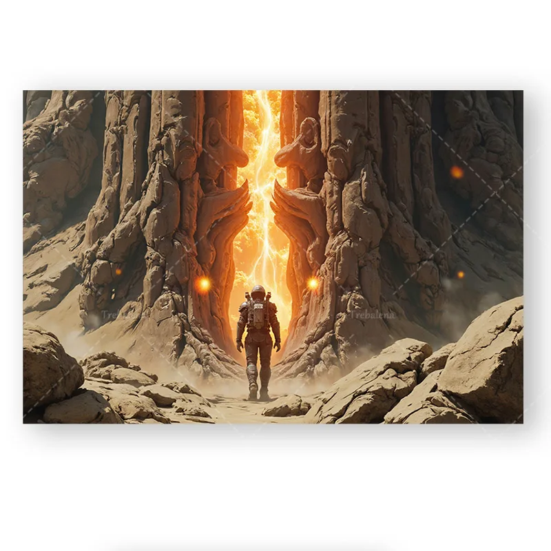 Tapisserie murale "Astronaute explorer le canyon cosmique: tapisserie murale aventure futuriste" 1 pièce