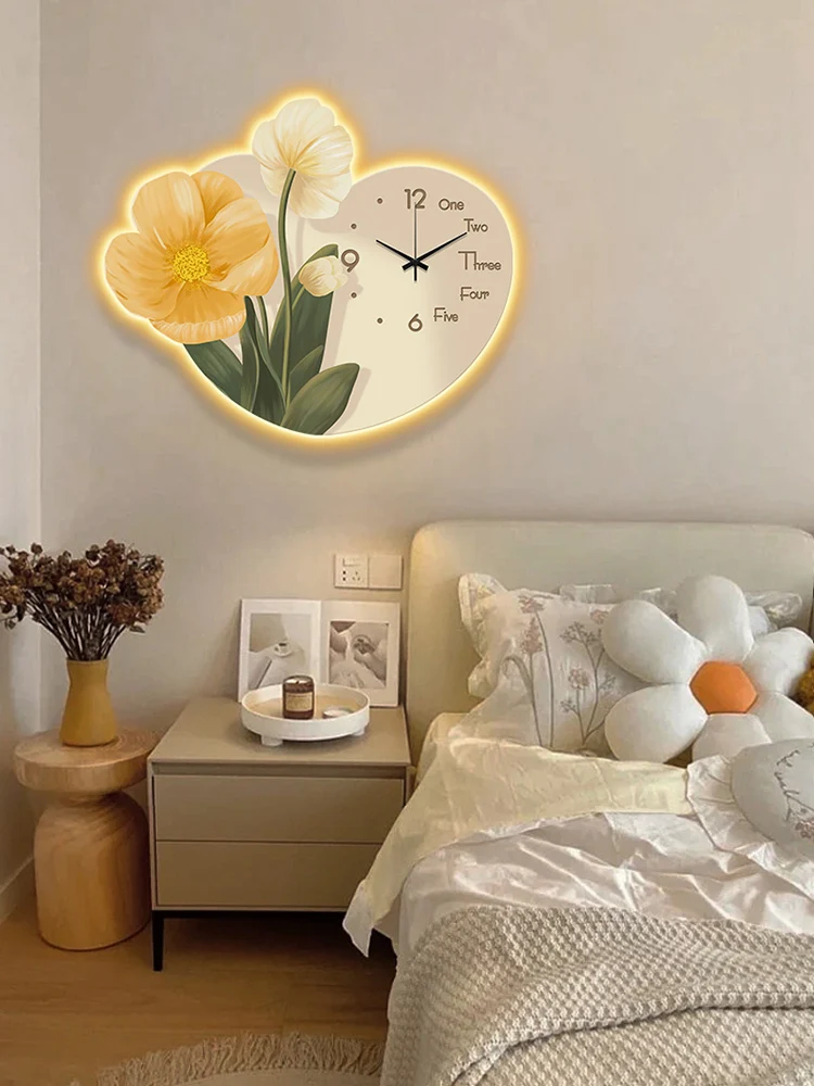 Cream Wind Clock Wall Clock Living Room Net Red Fashion Watch Wall 2022 Creative Atmosphere Restaurant Wall Clock Lamp