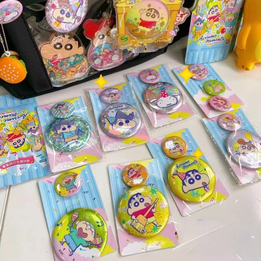 Crayon Shinchan Party Theme Tin Badge Blind Box Shinchan Nene Anime Pin Button Kawaii Ornament Gift for Fan Room Decoration