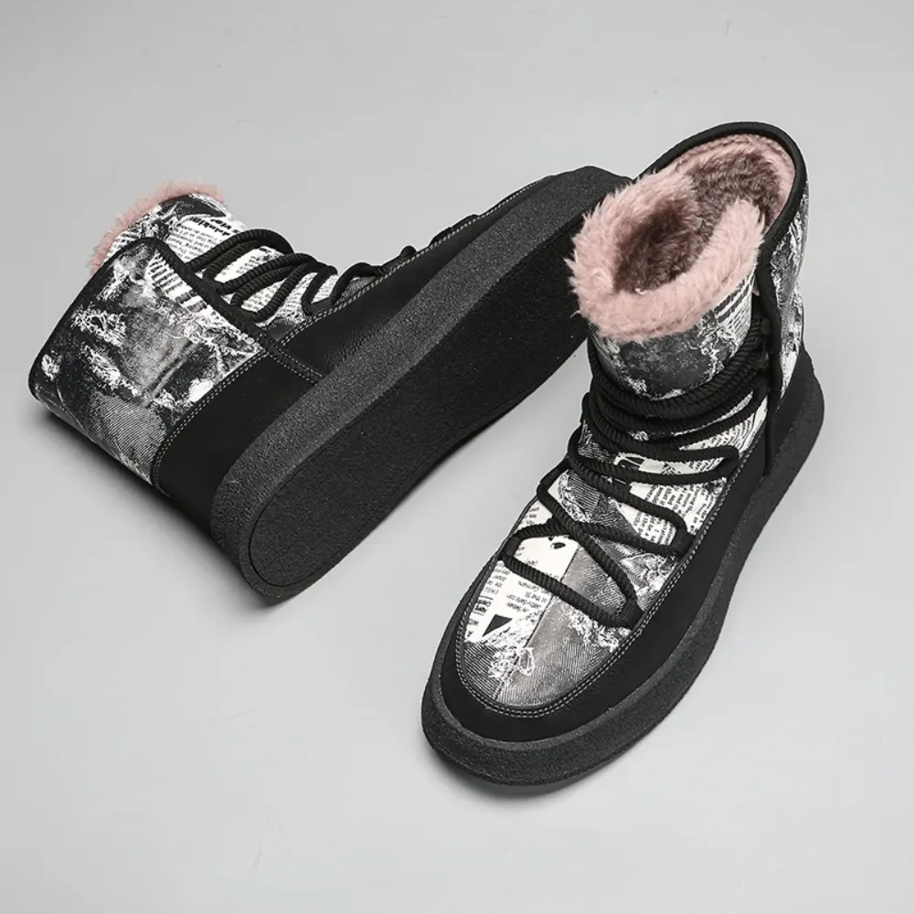 

2026 New Lace-Up Snow Boots Fur Integrated Cotton Shoes Women's Fashion Winter Short Boots with Velvet Inner Height Shoes