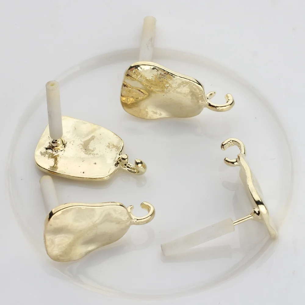 100pcs Handmade Irregular Stud Earring Base Golden Color Earring Settings Earrings Base Diy Jewelry Making Findings Accessories