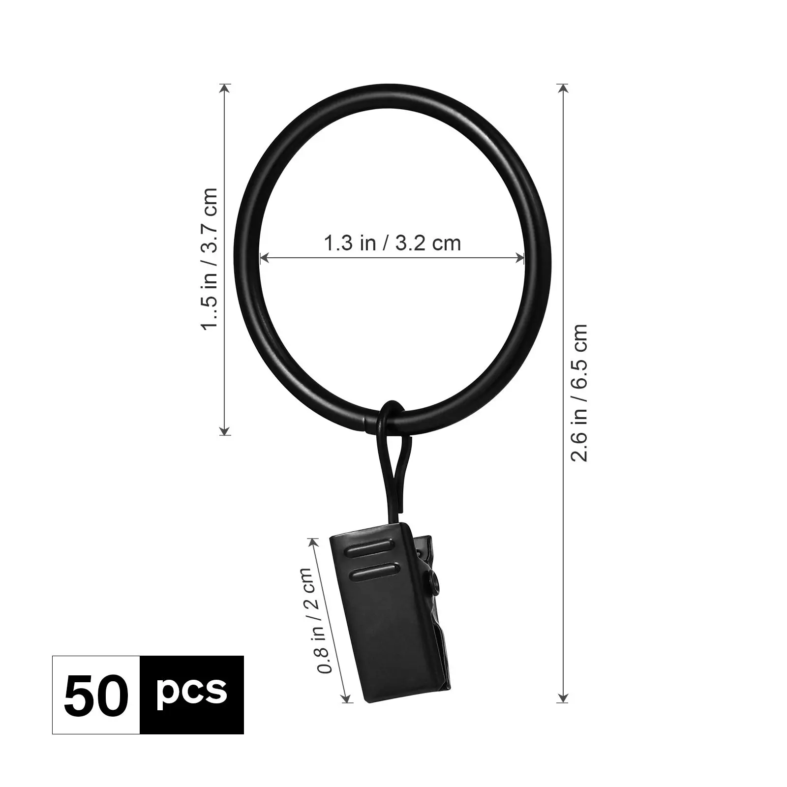 Curtain Clip Rings 50 Pack Metal Drapery Hangers for Rods Shower Curtains Vintage Style Accessories
