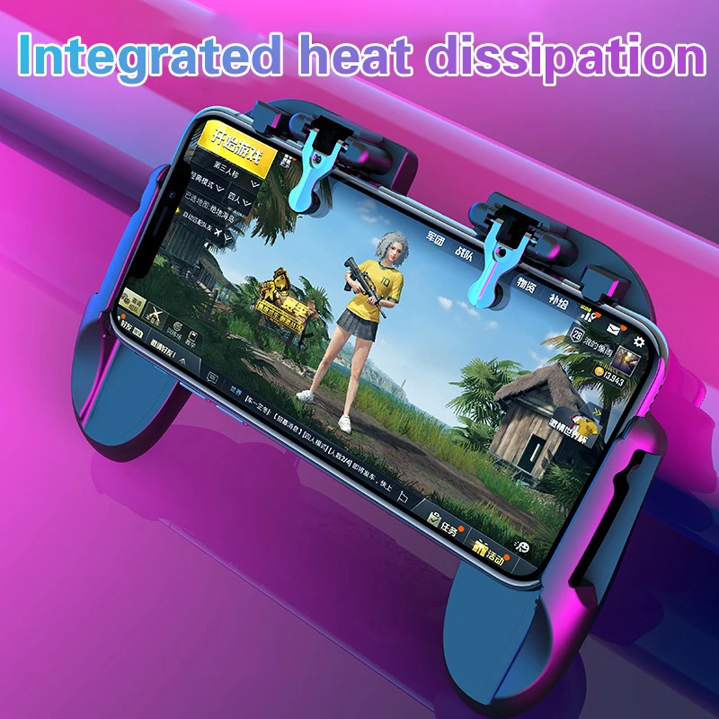 H10 gaming handheld grip controlador de jogo joystick gamepad para pubg gatilho ventilador refrigeração refrigerador telefone alimentado por usb 5000mah bateria