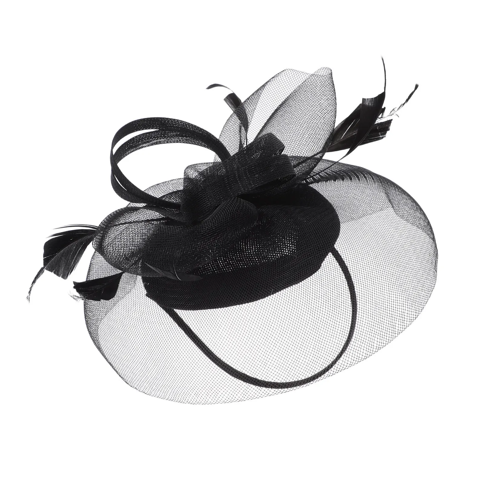 

Elegant Women Wedding Hat Fascinator with Artificial Plume Graceful Mesh Design for Banquet Evening Event Fascinator Hat