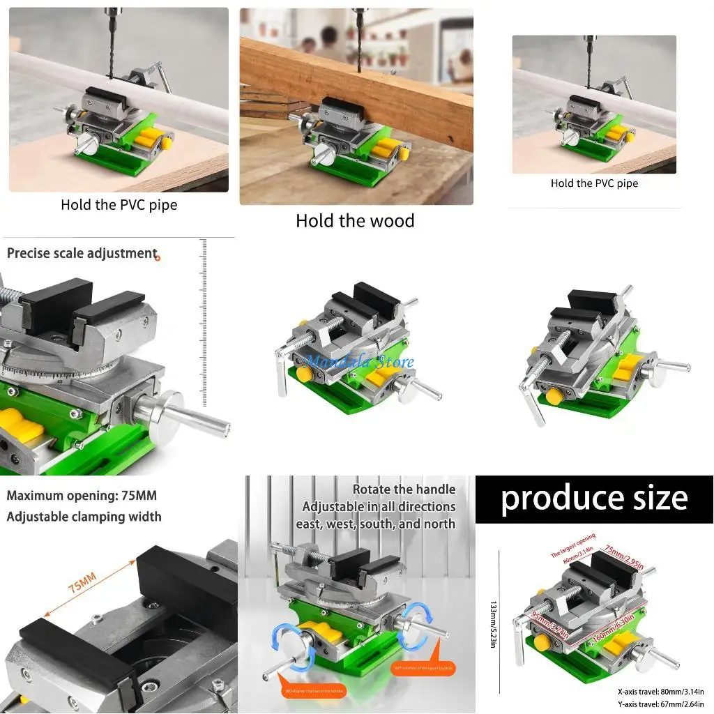 U2JC 작업장 효율성을 위한 이중 스케일 제어 및 90° 각도 조절 기능을 갖춘 경량 알루미늄 회전 베이스 드릴링 정밀 바이스