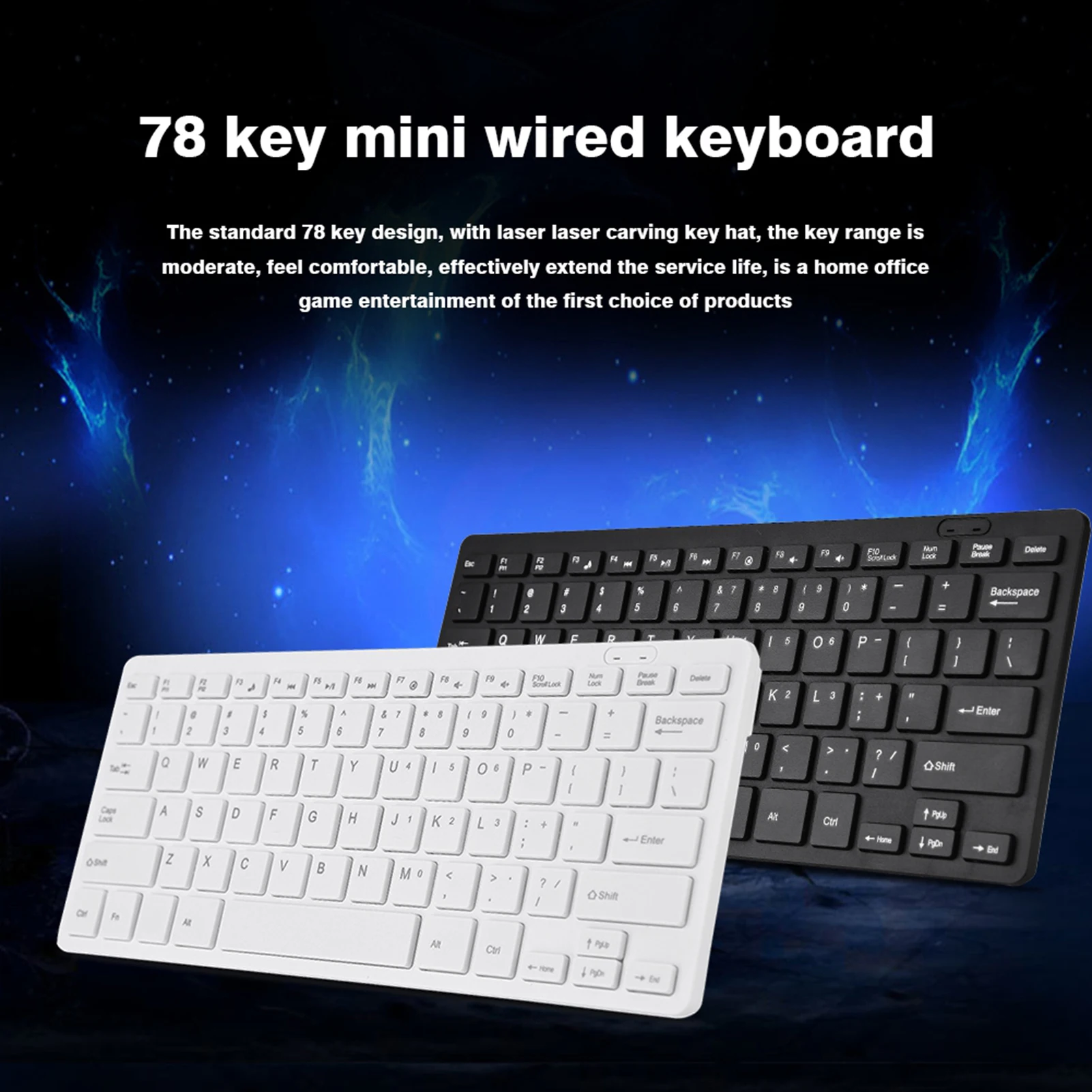 78 Keys Keyboard 78 Keys Ultra Thin Mini USB Wired Keyboard for Desktop Computer Laptop PC Keyboard Wired Keyboard Mini Keyboard