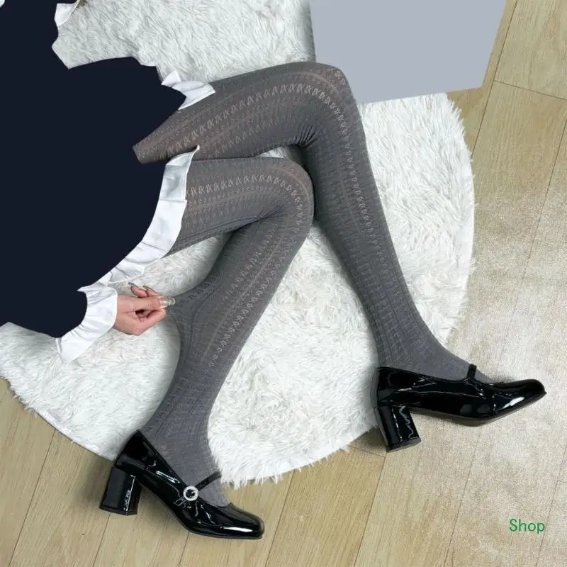 

Dropship Women Bowknot Jacquard Pattern Tights Spring Fall Students Pantyhose Stockings