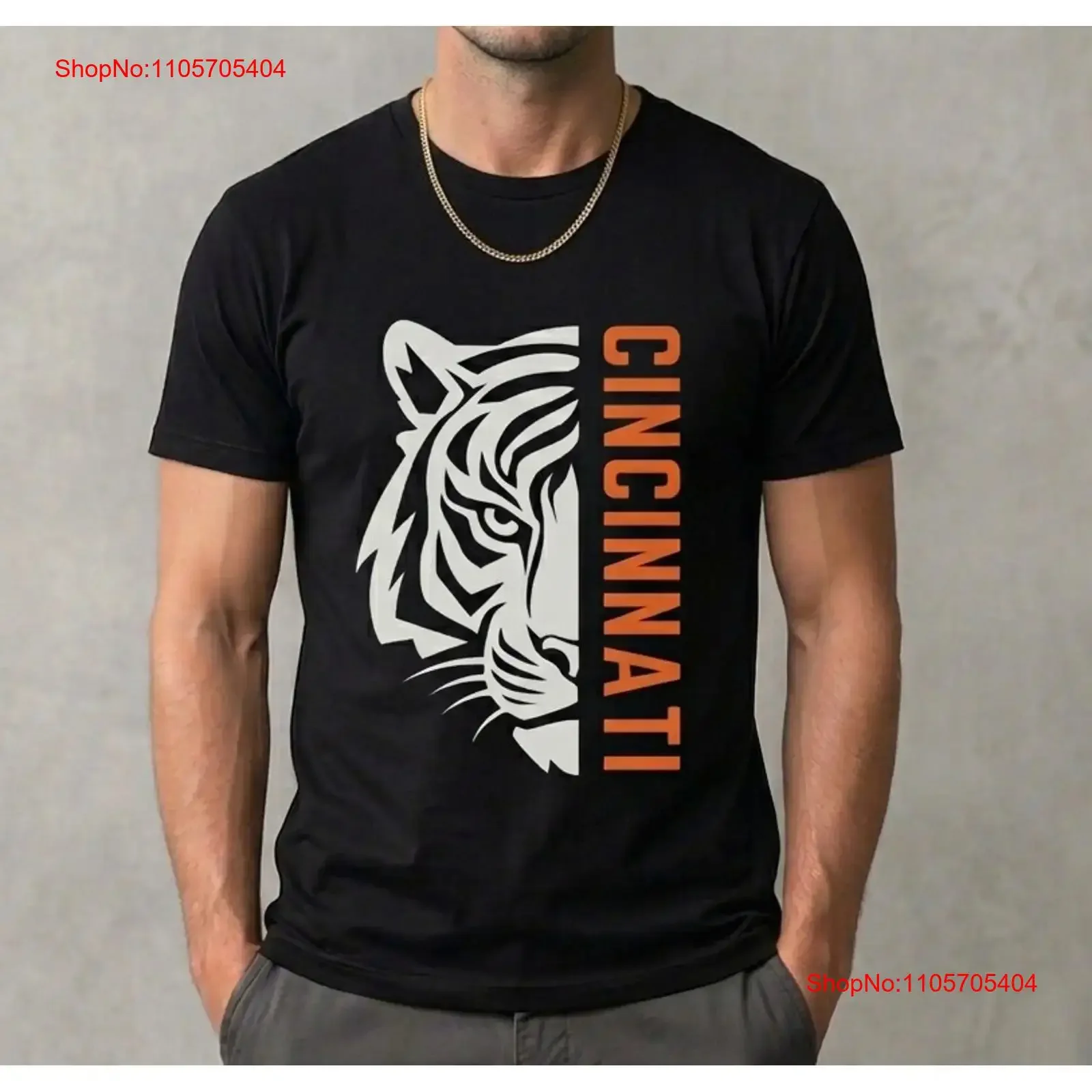 Cincinnati Tiger T Shirt Black Split Face Ohio Streetwear long or short sleeves vintage Washed Top For Everyday Wear streetwear