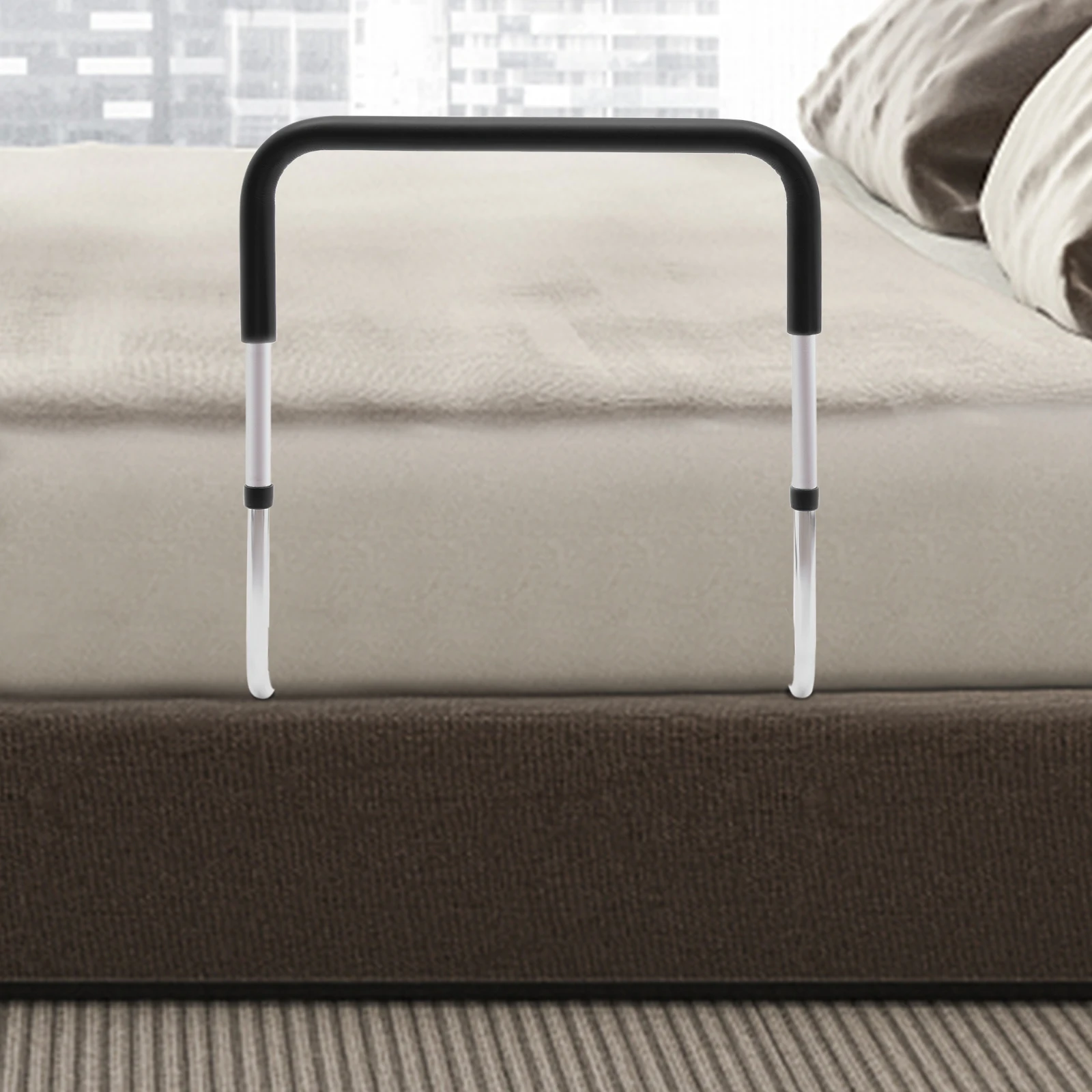 Bed Rail for Elderly Adults Bedside Fall Prevent Grab Bar for the Senior Height Adjustable Bed Assist Rail Fits King Queen Full