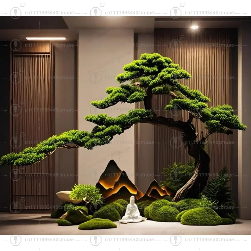 Artificial Pine Tree for Decor - Large Fake Bonsai Plant for Indoor & Outdoor Landscape, Luxury Home Decor Accent - view 3