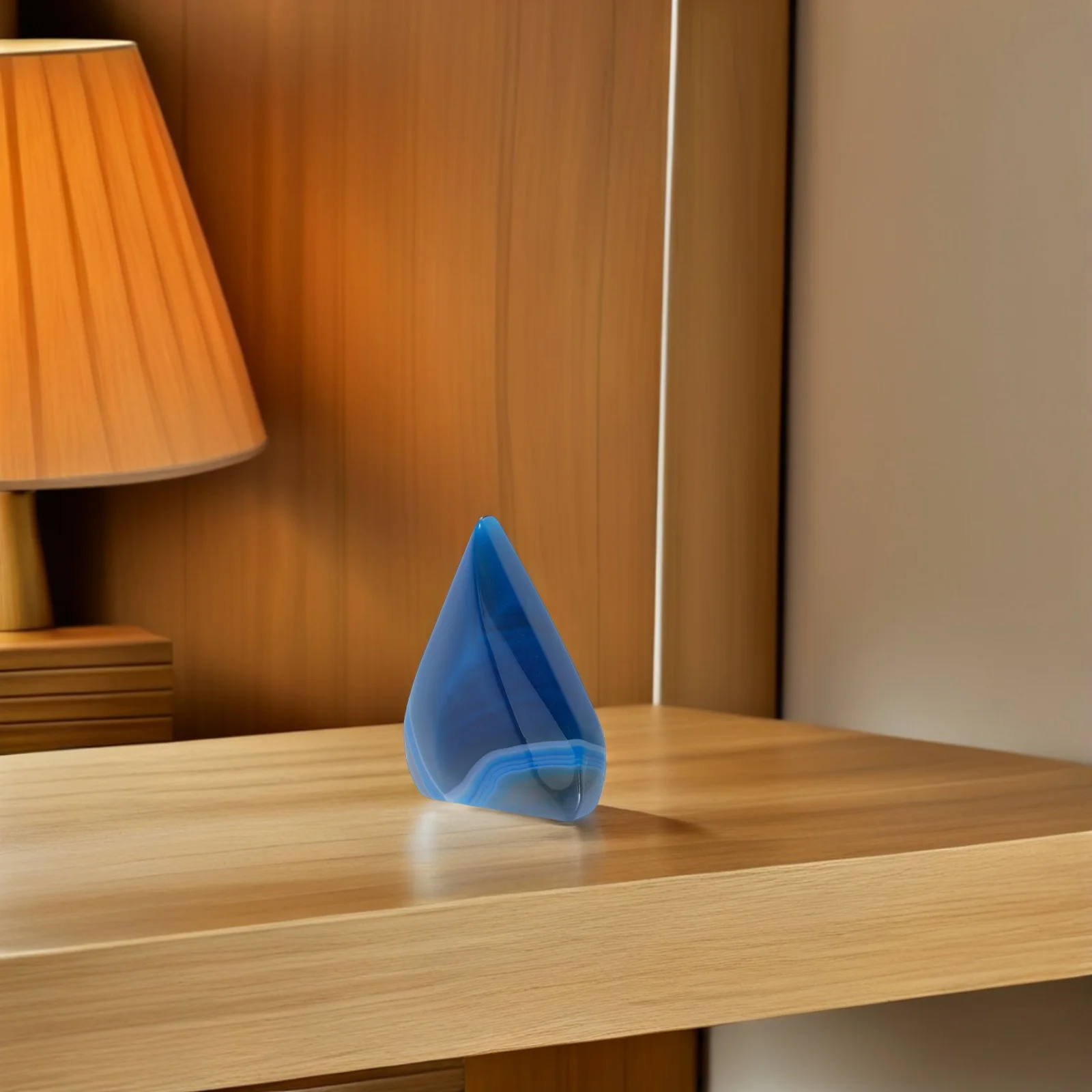 

Natural Agate Crystal Flame Sculpture Handpolished Blue Decorative Crystal Ornament Tabletop Art Unique Home Decoration