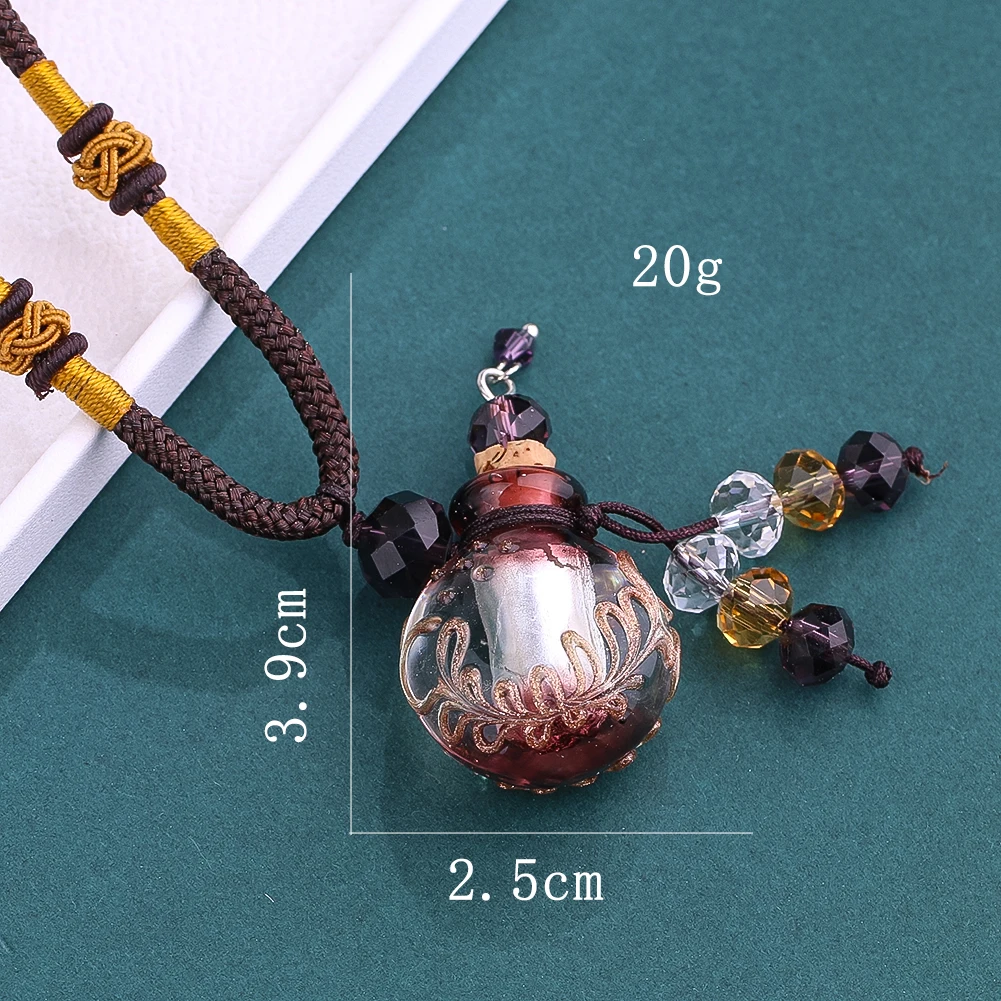 Transparent Gourd Pendants Engraving Flower Partten Openable Lid Amulet Charms Aromatherapy Container Gifts Locket Keepsake