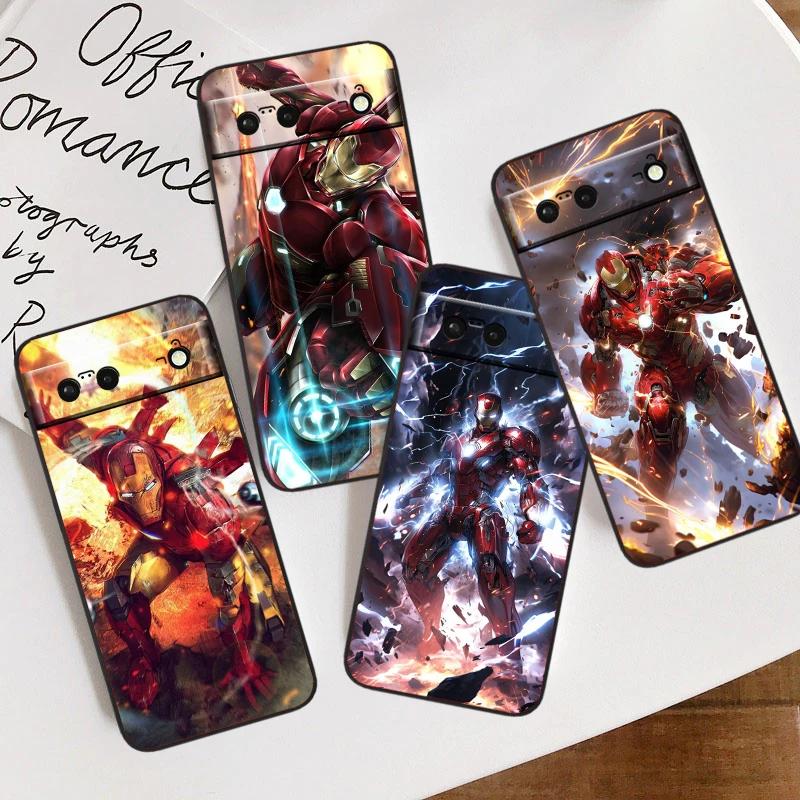 Marvel Iron Man Cool For Google Pixel 8 7A 7 6A 6 5A 5 4 4A XL 5G Black Silicon Shockproof Shell Soft Phone Case