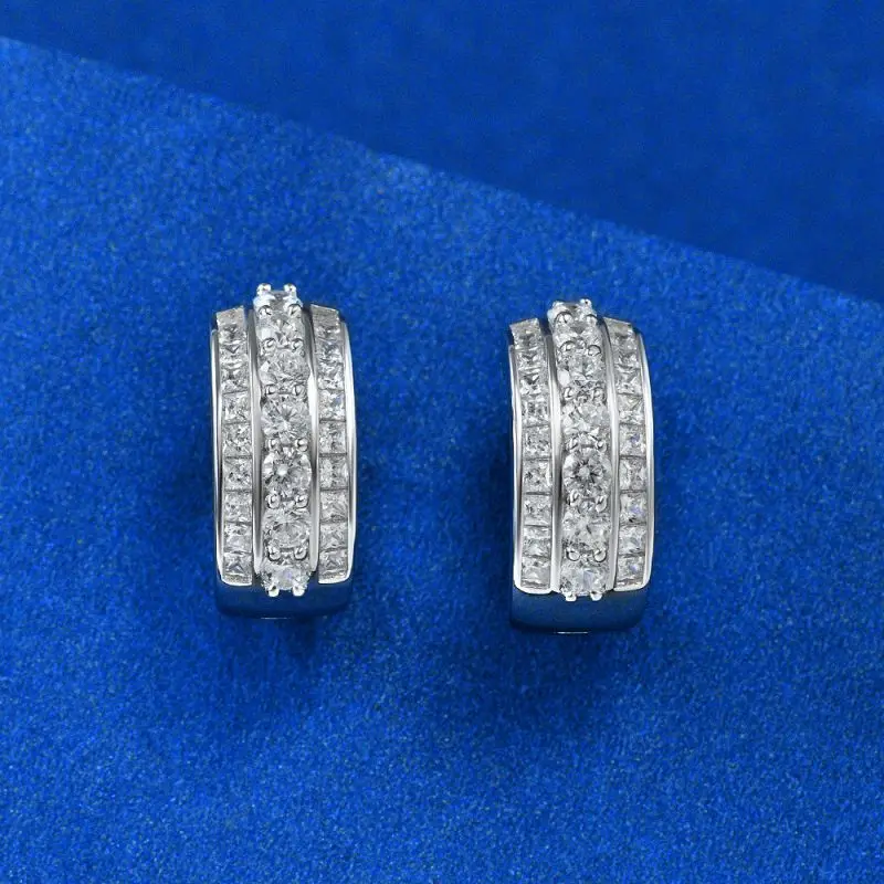 

New Arrival Fine Jewelry 925 Sterling Silver Shiny Cubiz Zirconia Diamond Huggie Hoop Earrings For Brides