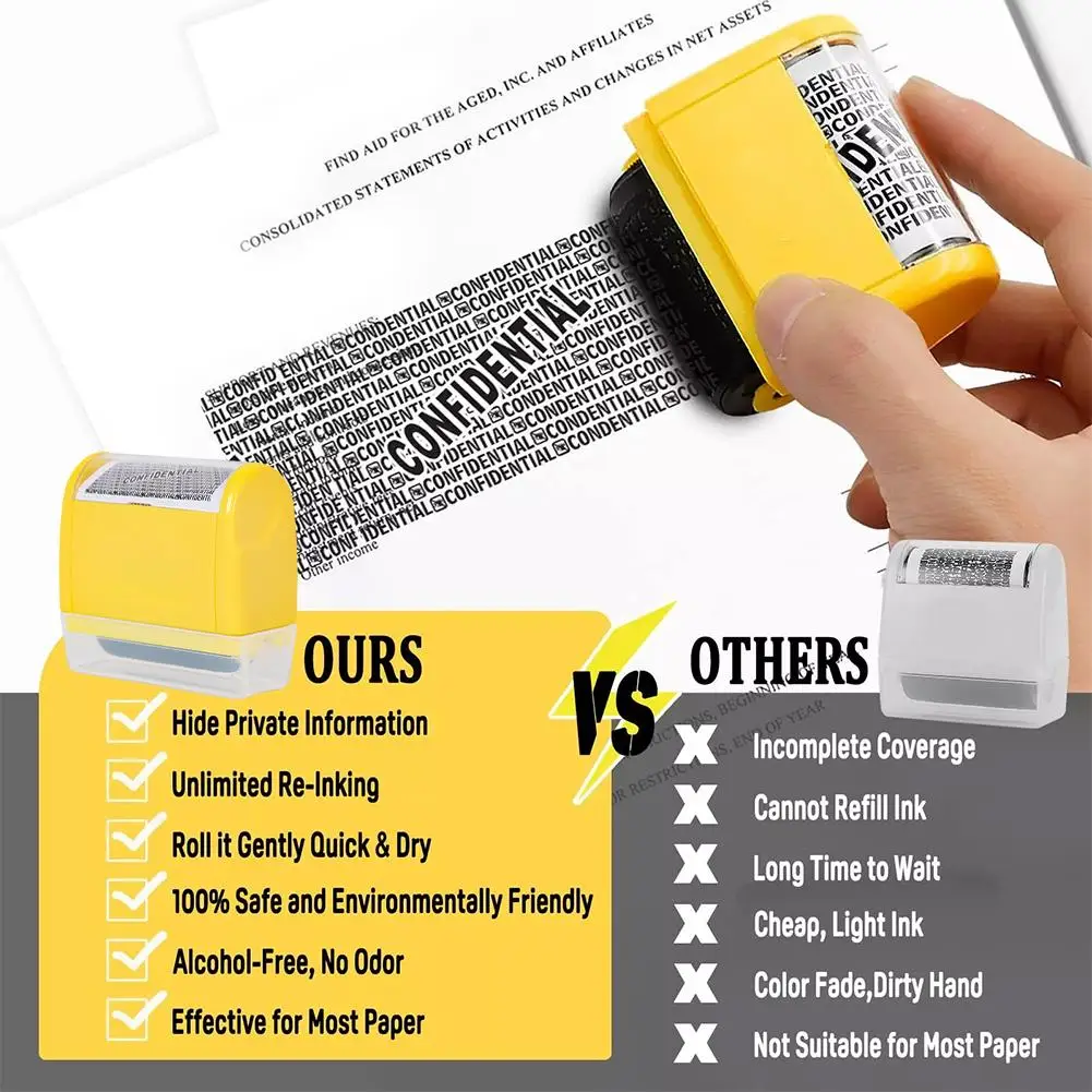 Rouleau de Tampon Confidentiel Anti-Vol, Protection d'Identification, Adresse, Informations, Protection des Données, Sceau Confidentiel, Bloc L6Z0