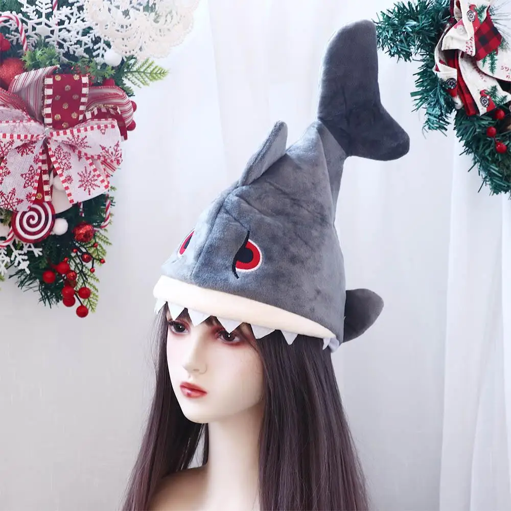 Chapeau de requin en peluche pour déguisement d'Halloween, chapeau de performance, chapeau d'animal, cosplay, cadeau d'anniversaire