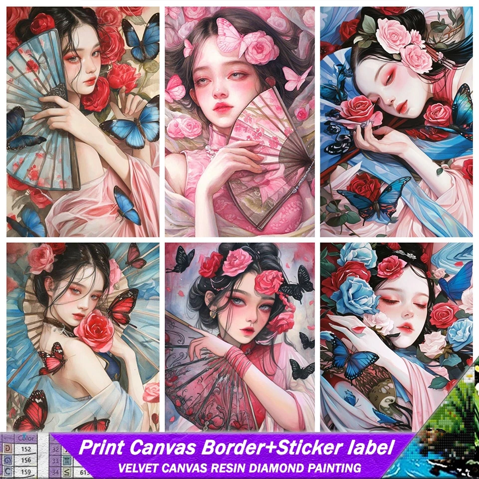 

DIY Resin Diamond Painting With Stickers And Canvas Edge New Arrival Flower Fairy Girl Butterfly Cross Stitch Kits Embroidery