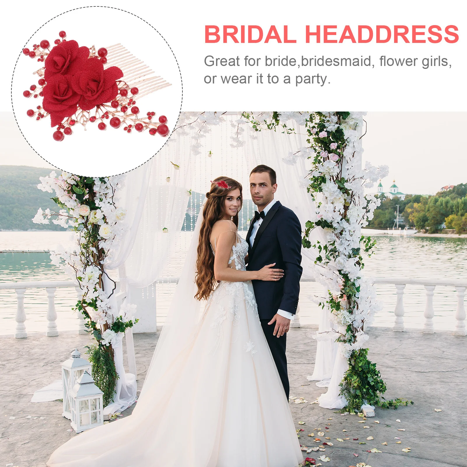 

Pearl Hair Comb Bridal Rose Alloy Crystal Wedding Headpiece For Bride Bridesmaid Flower Girl Party Hair Accessory