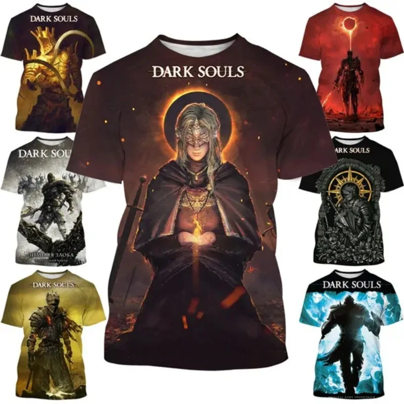 Dark Souls 3D Game Men's Casual Cool Print T-shirt Hip Hop Men's Clothing Haikyuu T-shirt for Men Unisex Short Sleeve Shirts