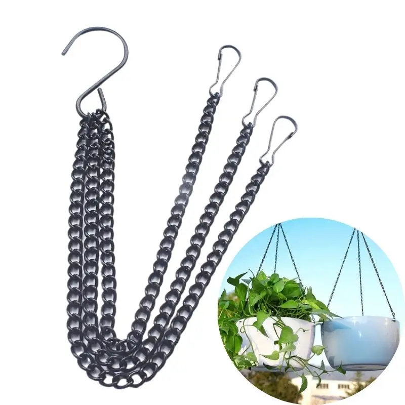 30/40/70/100cm Imitation Rattan Hanging Basket Flower Pot Chain With 3 Hooks Basin Plants Grow Basin Home Garden Decoration