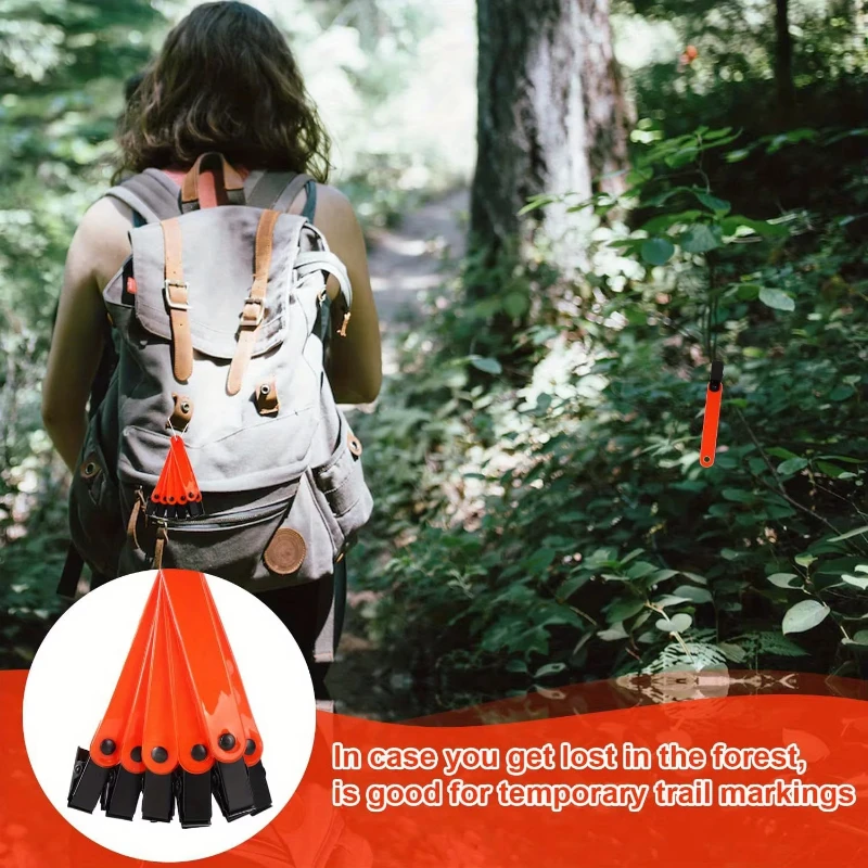 علامات مسار الرماية TY مع مشابك ليلية ونهارية برتقالية عاكسة للمشي لمسافات طويلة والصيد في الهواء الطلق