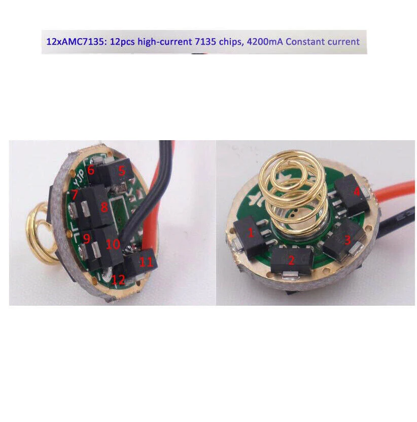 17mm 1 /3 / 5 Modes Constant Current With Mode Memory Flashlight Circuit Driver 4200mA FOR XM-L2 U3 T6 XHP50.2 XP-L LED Bulb