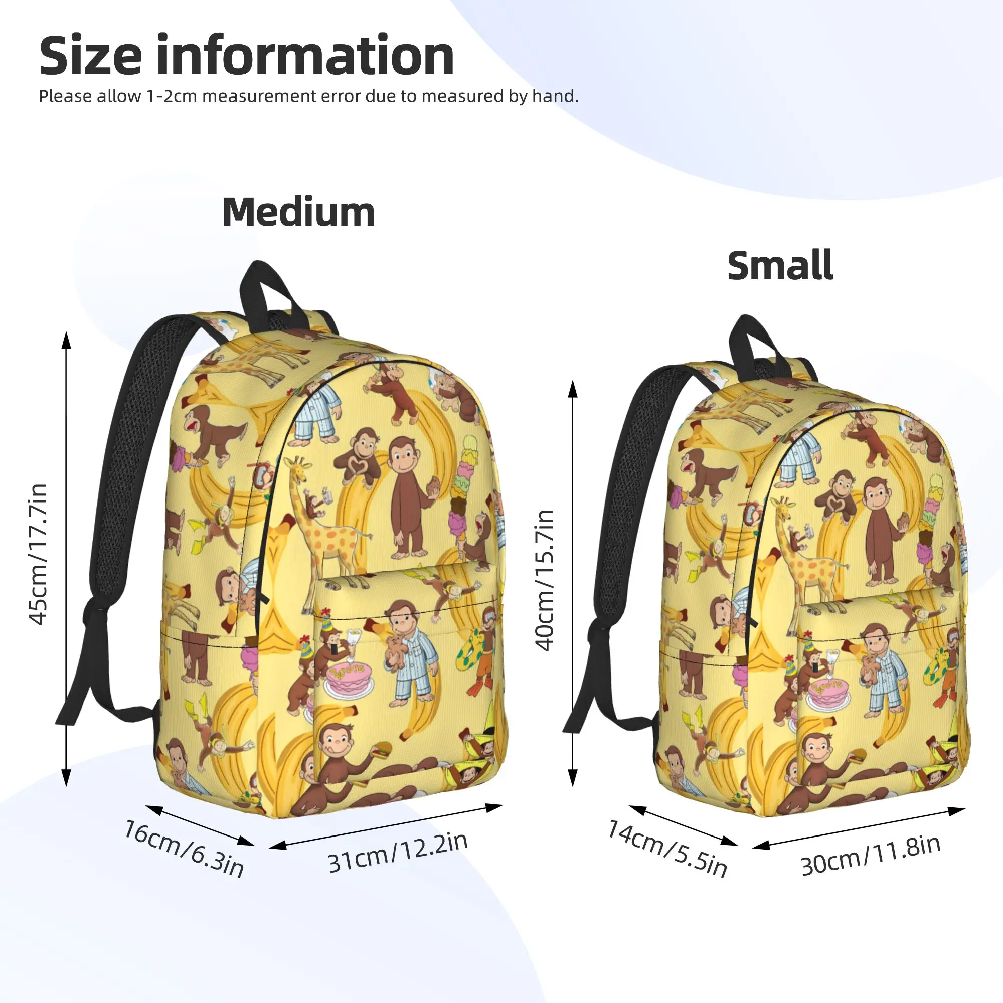C-Curious George Backpack Student  Pattern Backpacks Polyester Casual High School Bags Travel High Quality Rucksack