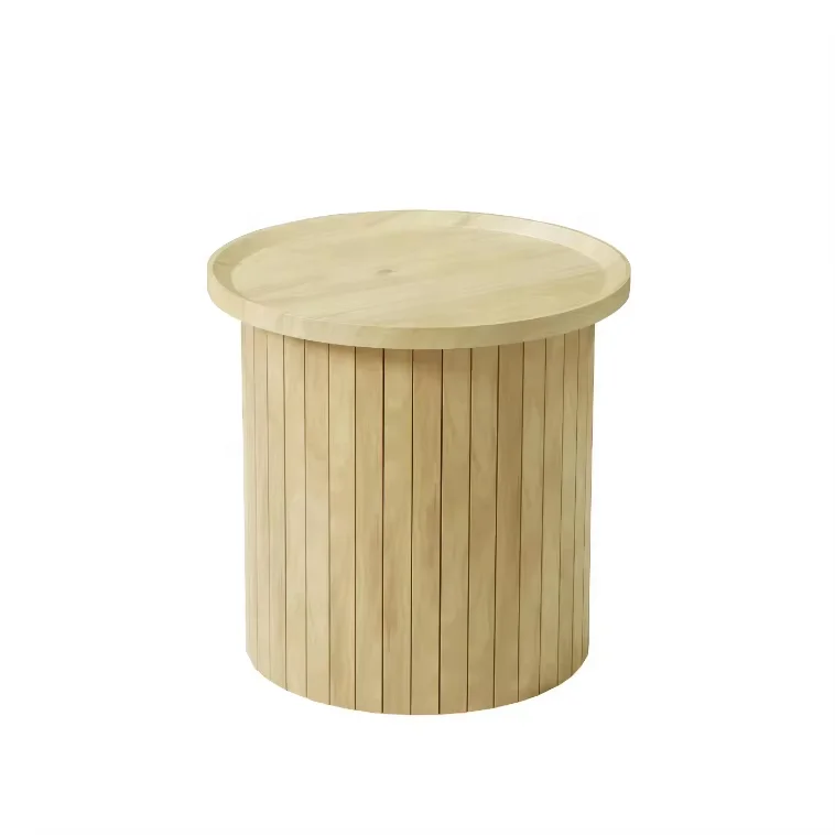 

Wood Round End Table Modern Natural Color Wood Side Table Wood Simple Small Round Table