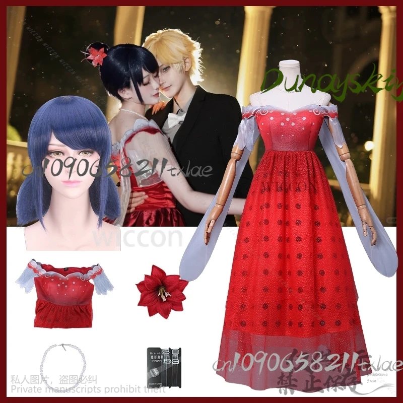 

Mira Cosplay Anime Nady Bng Costume Printed Red Prom Gown Sweetheart Evening Dress Kawaii Puff Short Sleeves Cartoon Halloween