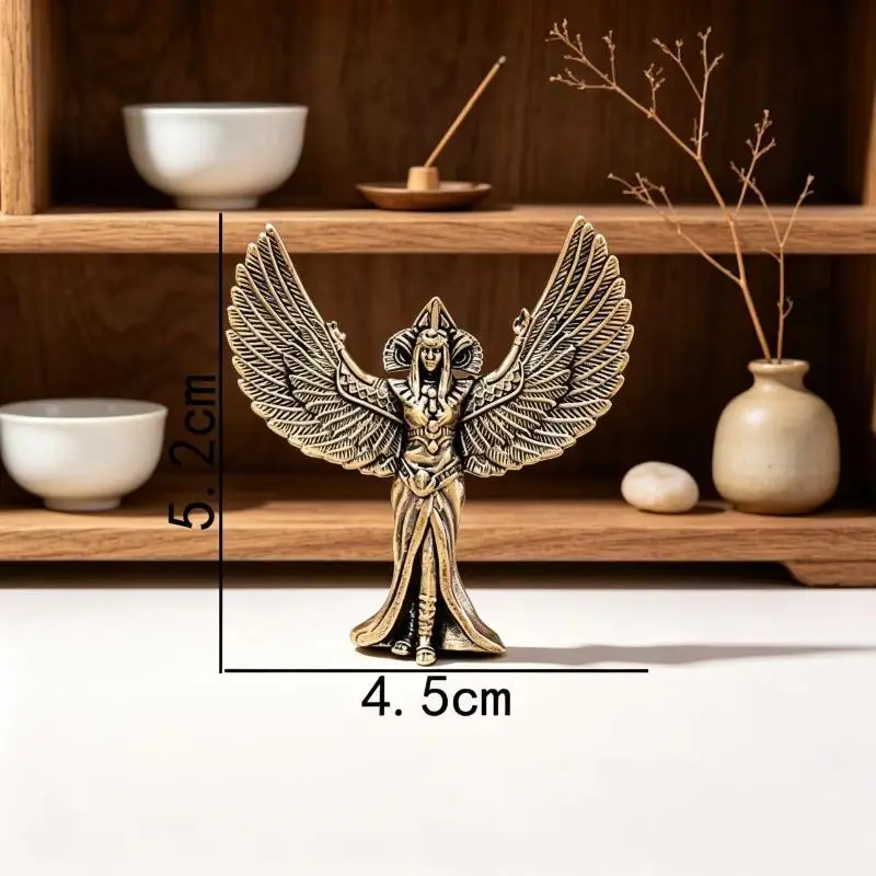 Vintage Brass Guardian Angel Statue Vintage Patina Desktop Figurine Birthday Gift Home Altar Collectible Ornament for Best Frie