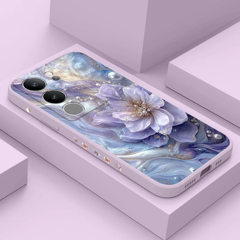 

Pearlescent Flower Phone Case For VIVO V50 V40 V30 V29 V29E V27 V27E V25 V25E V23 V23E V21 V20 Y20 Y12 Y21 Y22 Y50 Y35 Pro 4G 5G