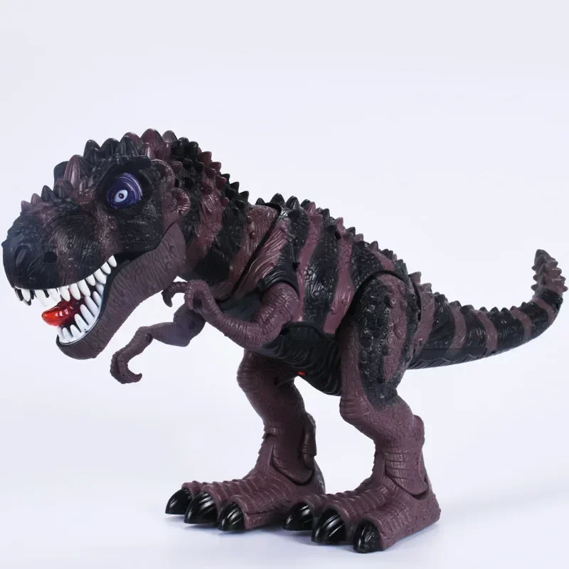 [Funny] Jurassic world Electric Dinosaur flash and sound T-rex Talking Toy Walk Talk Interactive Toy moving dinosaur model doll