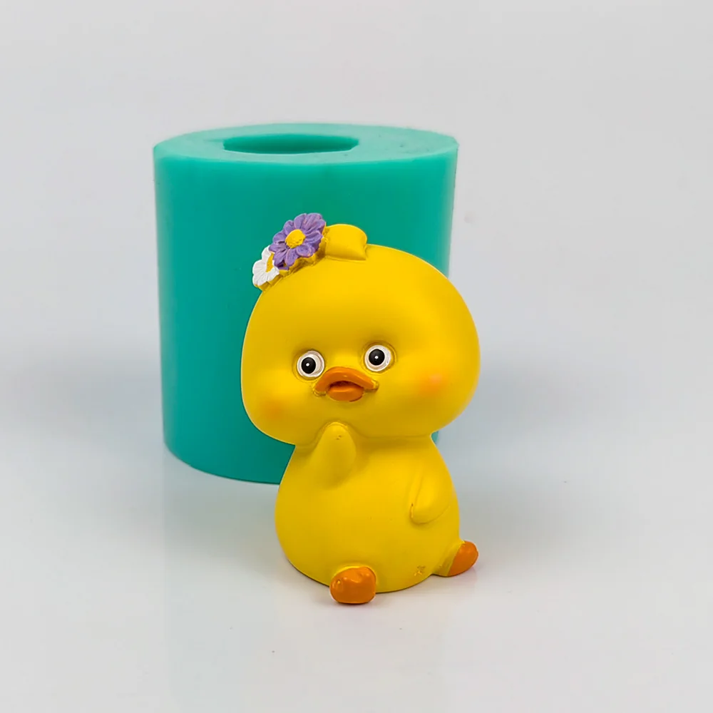 PRZY-3D Yellow Duck Silicone Mold, DIY Animals Cake Mould, Candle Plaster, Decoration Accessories, Soap Resin Molds, DW0518