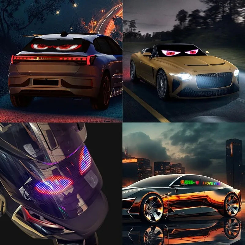 ضوء عيون الشيطان للسيارات، ضوء عيون الشيطان القابل للبرمجة للزجاج الأمامي عيون LED مرنة للسيارة نوافذ السيارات #6