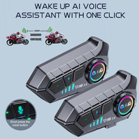 Y10 2x Motorcycle Intercom Bluetooth Headset Waterproof 300m for 2 Riders Intercomunicador for Moto Interphone Speaker Earphone