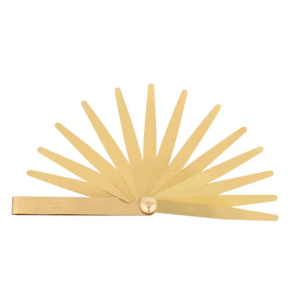 13pcs Feeler Gauges High Precision Metric Brass Foldable Feeler Gauge 0.05-1m 13 Blade Brass Measure Tool