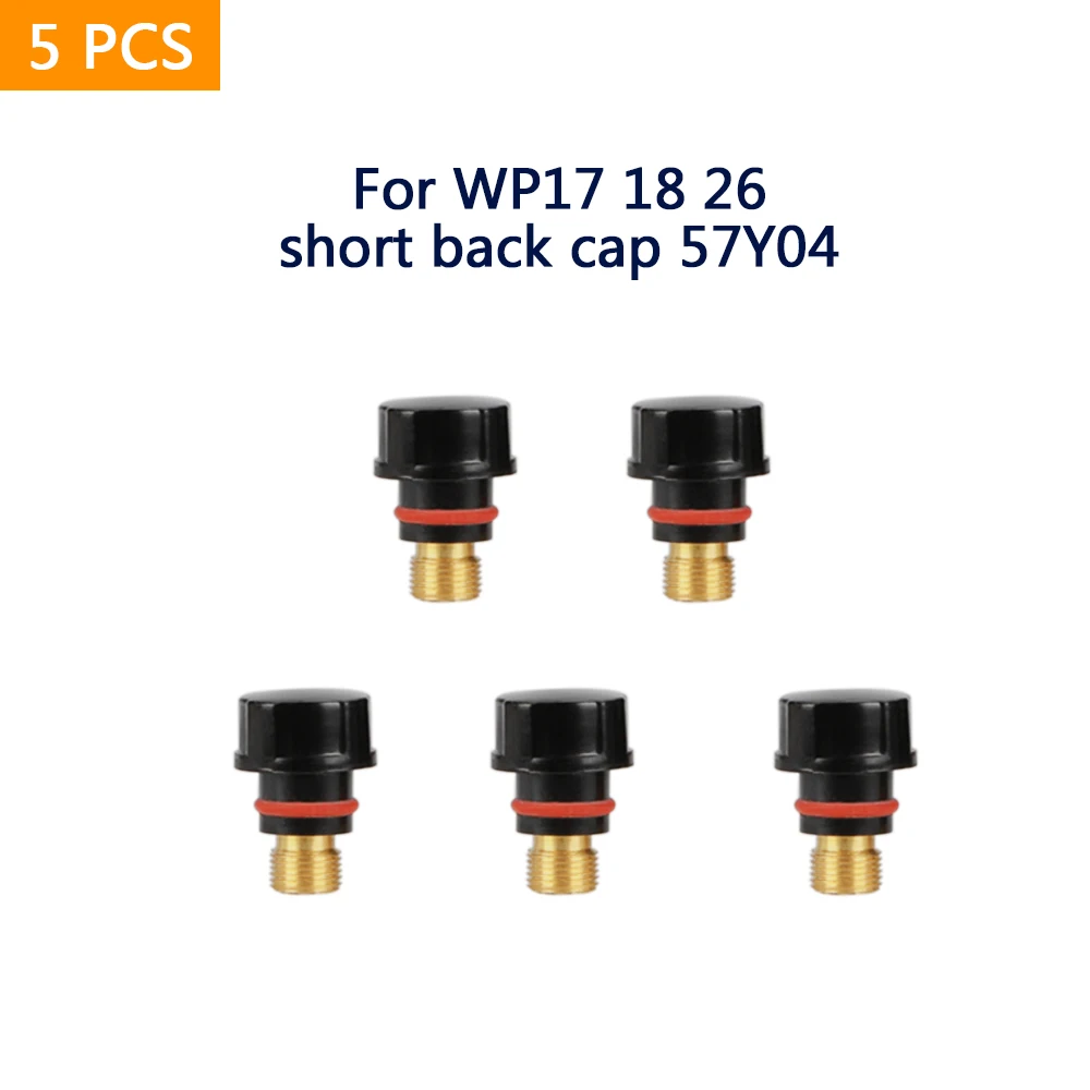 5PCS Tig Zurück Kappe 57Y02 57Y03 57Y04 Schweißen Fackel Lange Mid Short Tig Zurück Kappen Für WP-17/18/26 serie