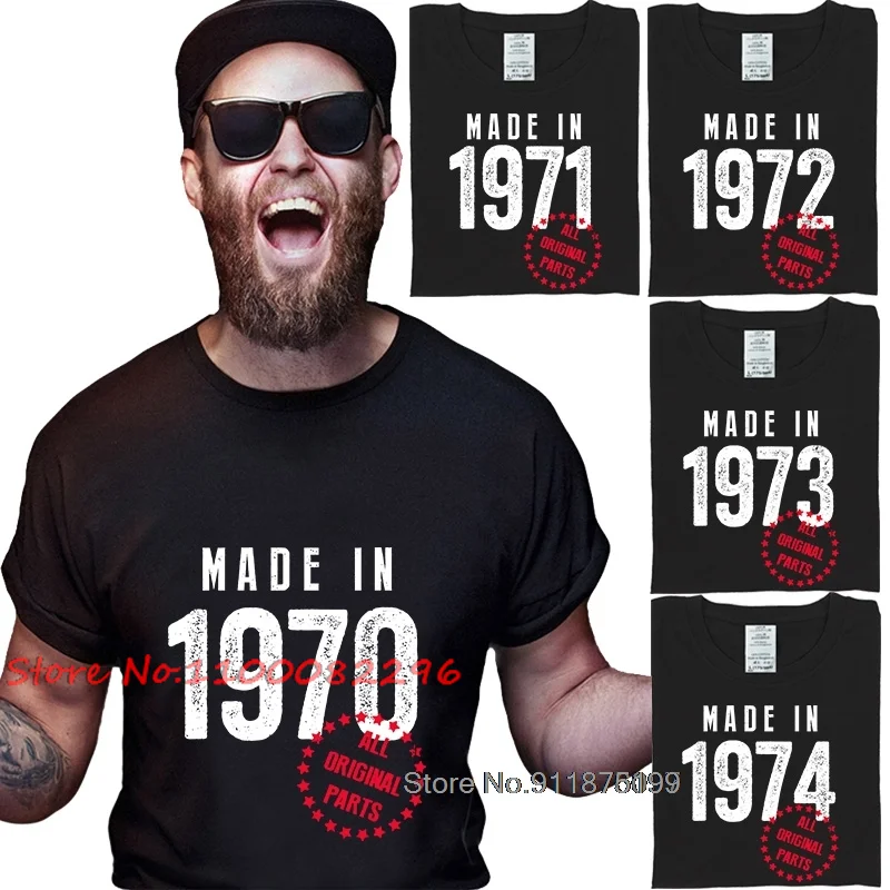 Made in 1970 1971 1972 1973 1974 Short Tee Shirt 70's Retro Birthday Gift Cotton O Neck T-Shirt Vintage Print Dad Grandad Tees