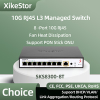 XikeStor 8 Ports 10G RJ45 L3 Managed Switch with Fan Heat Dissipation Support Support 1G/2.5G/10G DHCP/VLAN/Port Aggregation