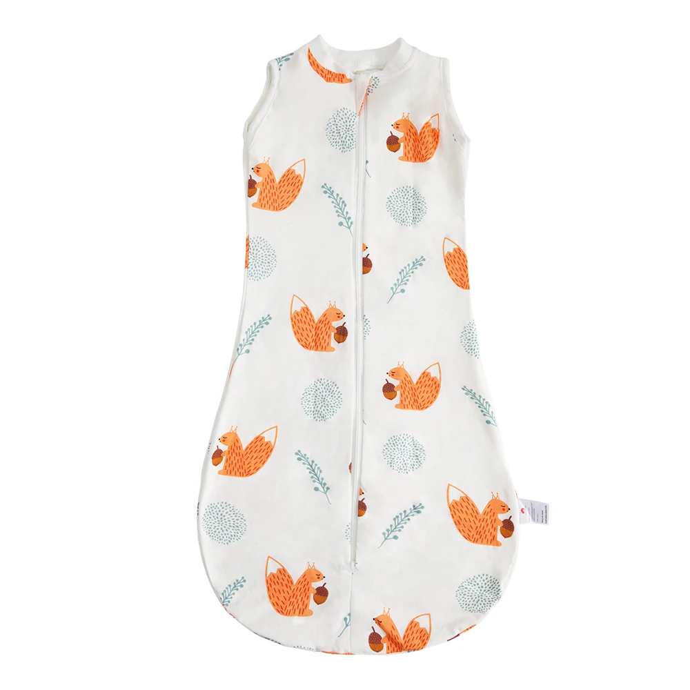 Baby Sleeping Bag Sleeveless Summer Thin Sleepsack Cartoon Print Baby Blanket 2-Ways Zipper Diaper Bag One-Piece Sleepwear