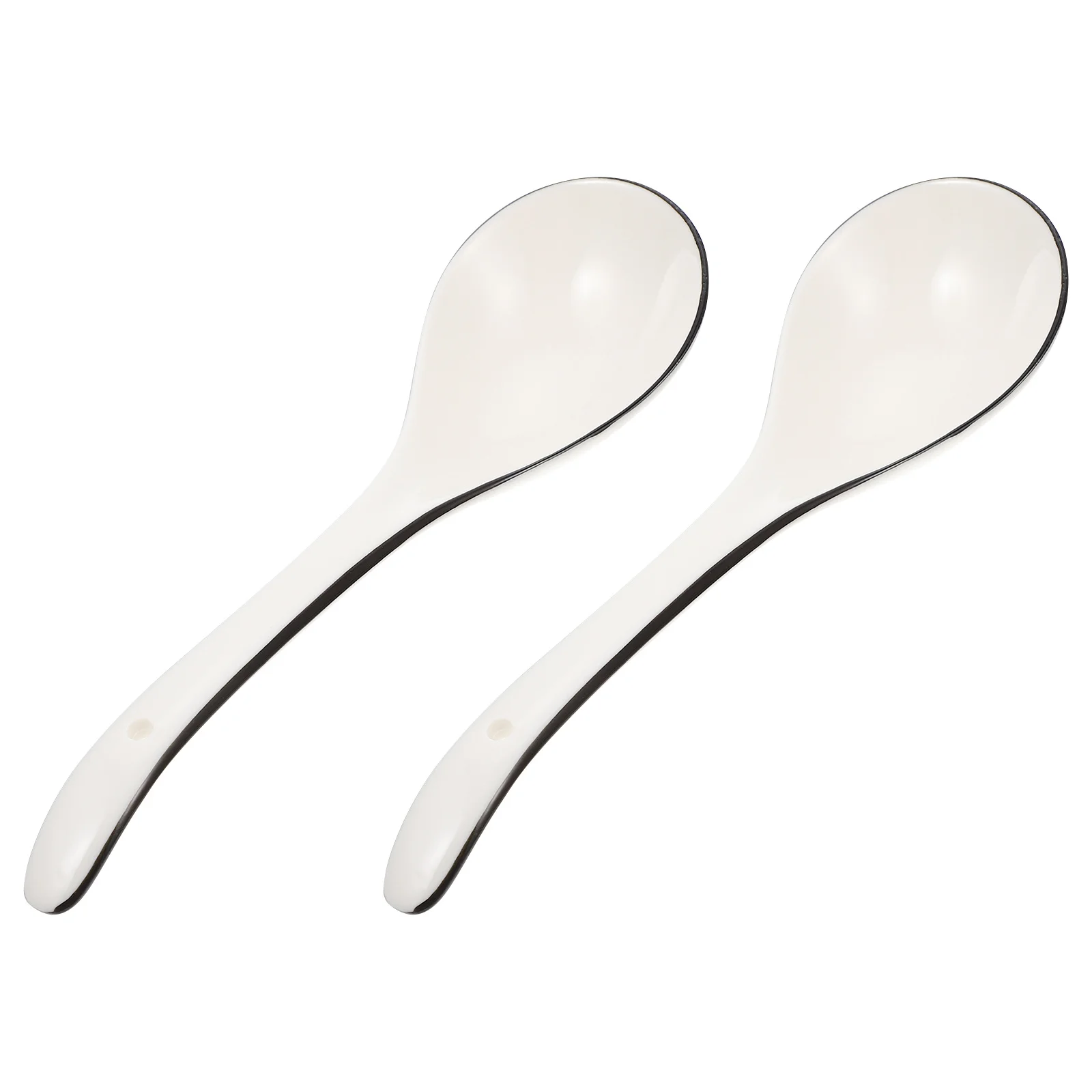 

2Pcs Ceramic Soup Ladles Long Handle Kitchen Spoons Rice Scoops Porridge Spoons Home Kitchen Accessories Ceramic Soup Spoon