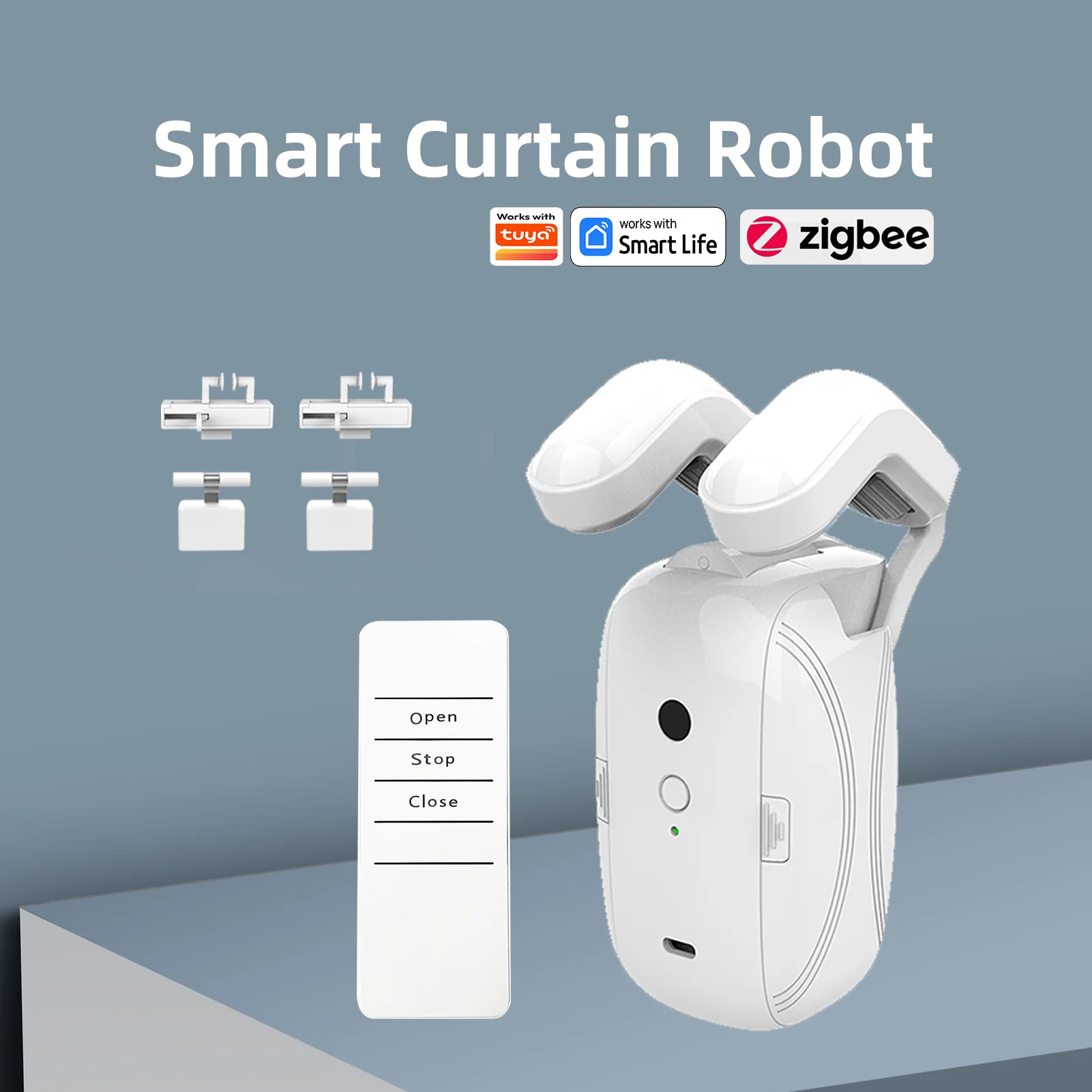 ZigBee 3-in-1 smart electric curtain motor wireless remote control opener Timing Light Sensor Smart Life App ( without gateway )