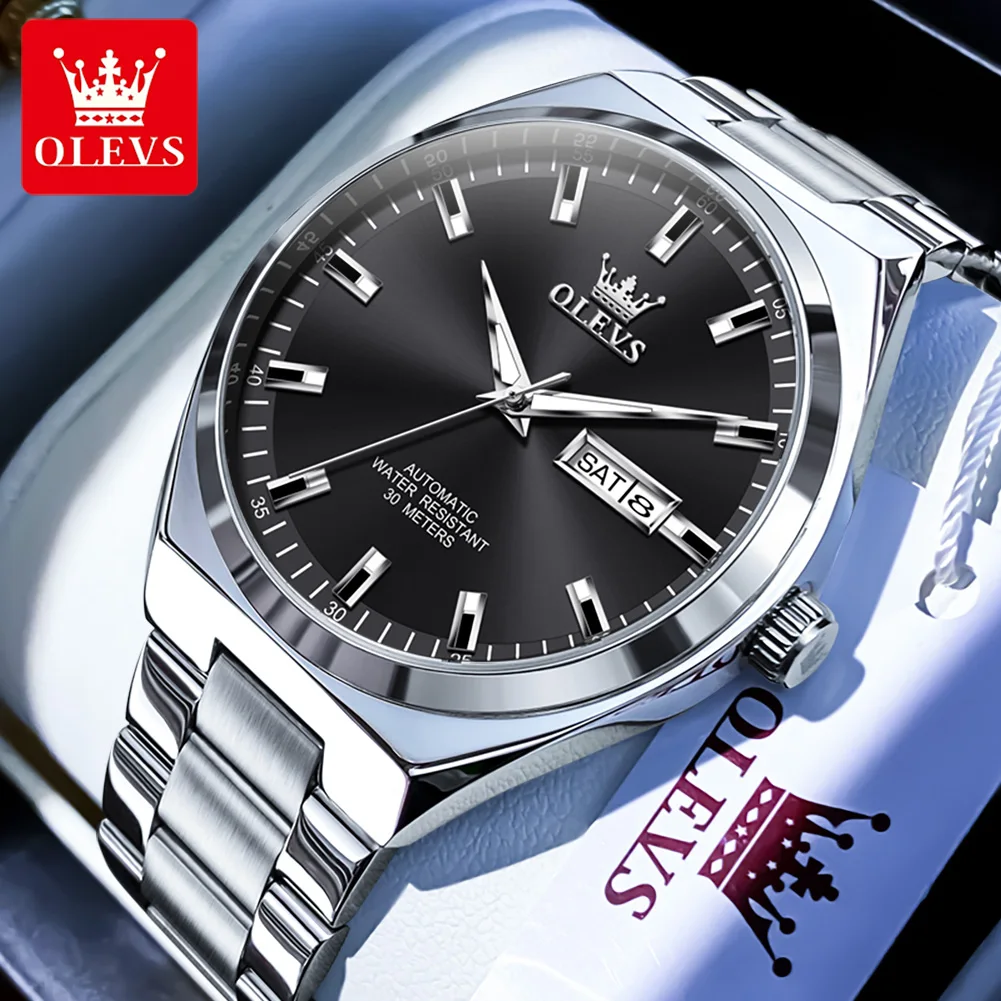 

OLEVS New Automatic Watch for Men Waterproof Luminous Dual Calendar Classic Business Men's Wristwatch Luxury Mechanical Watches