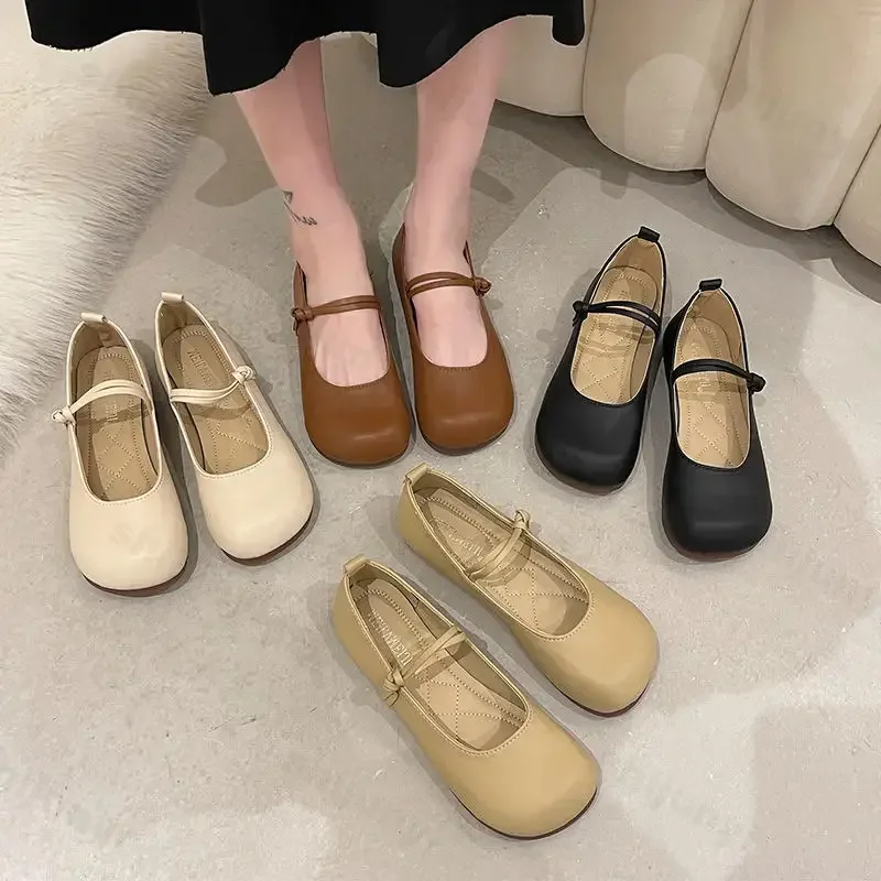 Designer Autumn Women Mary Jane Shoes 2026 New Fashion Round Toe Ladies Comfort Soft Sole Flats Women\'s Comfort Ballerinas Shoes