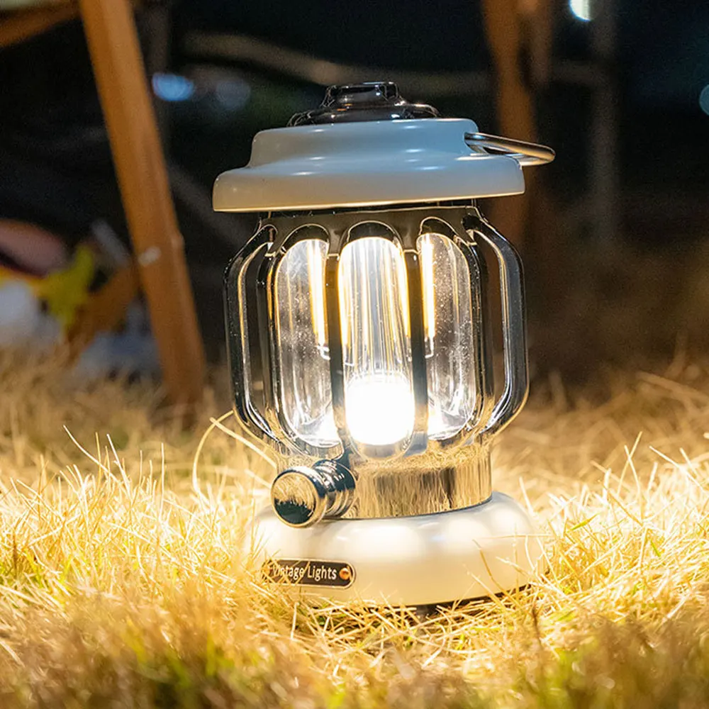 Retro Portable Camping Lantern 5000mAh 3 Lighting Modes Tent Light For Hiking Climbing Yard Outdoor Kerosene Vintage Camp Lamp