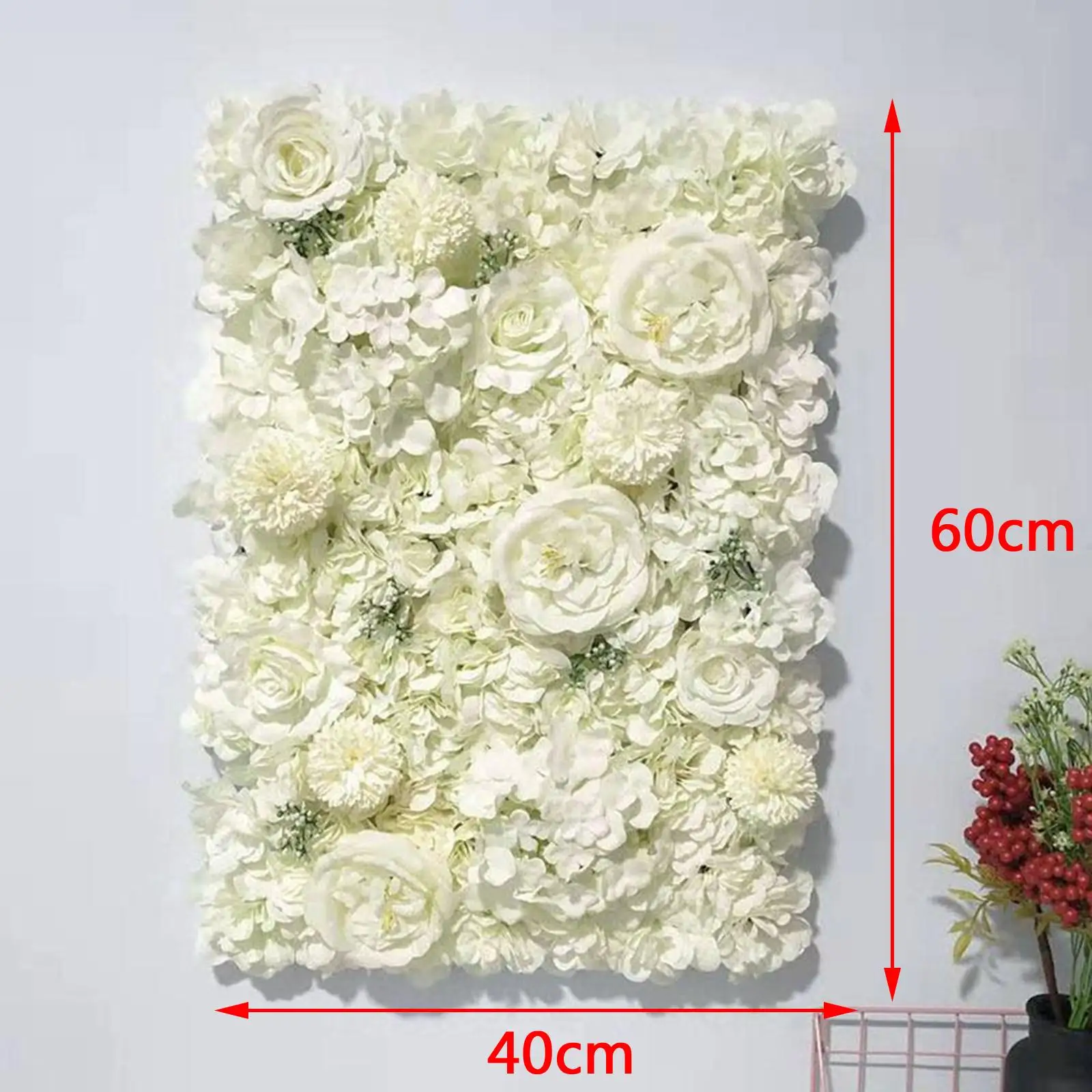 40x60cm Artificial Silk Flowers Wall Panels Backdrop Wedding Party Home Decor