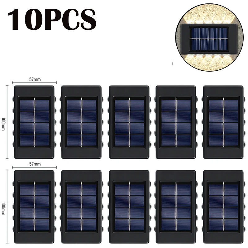 10-LED-wandlamp op zonne-energie Buiten waterdicht op zonne-energie Licht omhoog en omlaag verlichten huis tuin veranda tuindecoratie
