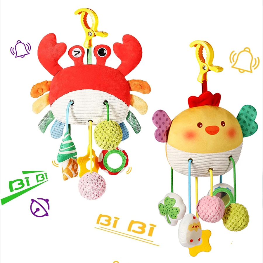 ألعاب قطيفة لتزيين عيد الميلاد للأطفال، لعبة عربة الأطفال مع تفاصيل حسية، ألعاب مقعد السيارة، ألعاب خشخيشة معلقة لسرير الأطفال المحمول، Newb #3